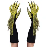 Zagone Studios Handgefertigte Grüne Drachen Hände mit Latexschuppen und Krallen - Dinosaurier Handschuhe - Verkleidung für Karneval, Halloween & Motto-Party - Halloween Kostüm