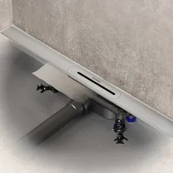 Kaldewei FLOW Duschrinnen-Set 90 cm Ablauf horizontal flat, Duschabläufe, edelstahl gebürstet