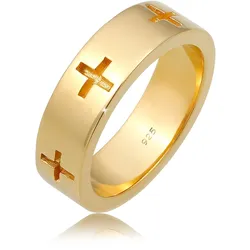 Fingerring ELLI "Kreuz Cut Out Bandring Religiös Glaube 925 Silber" Gr. 56, gold, Fingerringe, Damen, 56mm, ohne Stein, Silber 925 (Sterlingsilber)