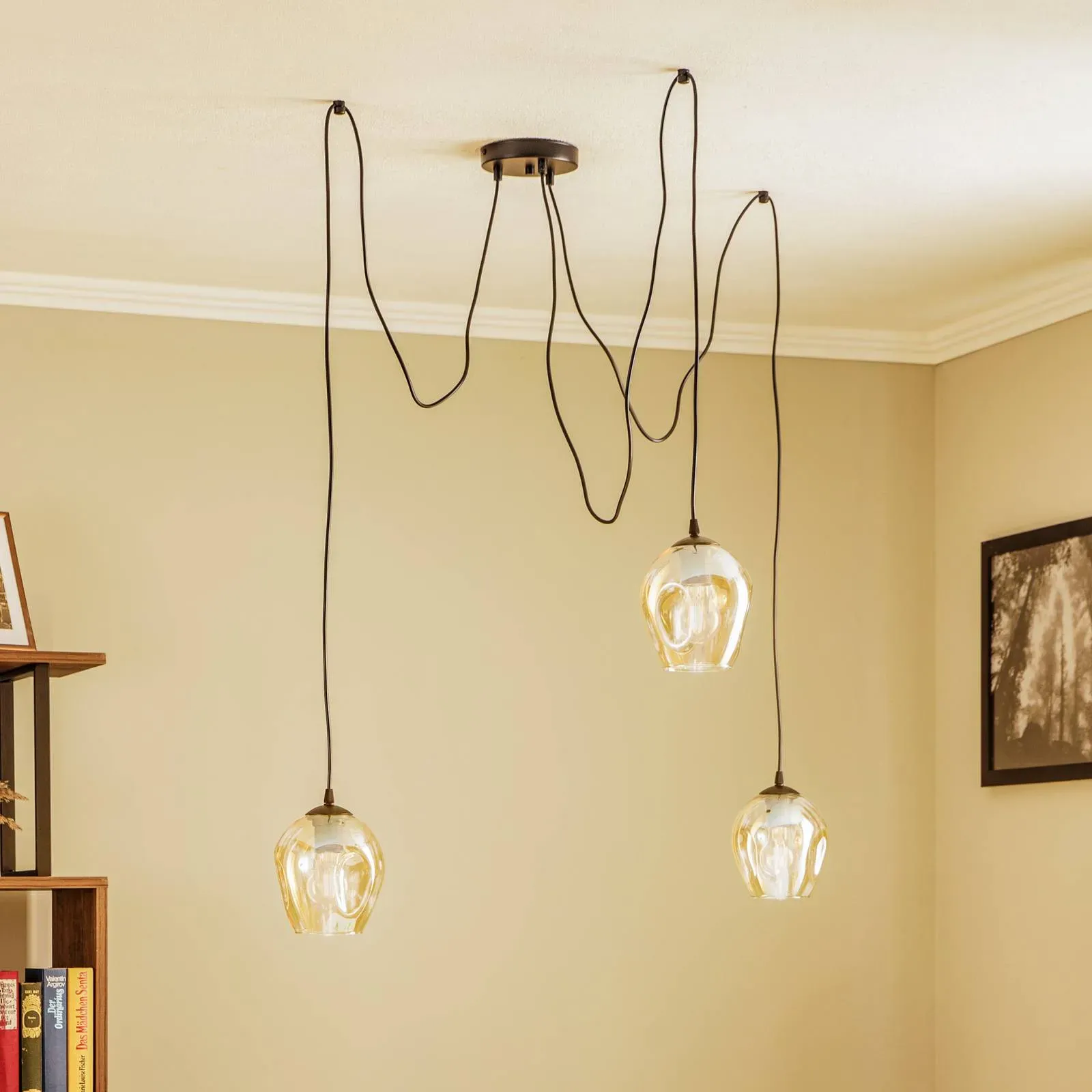 Hängelampe Starla EMIBIG LIGHTING, dimmbar, creme / amber, für Wohn- / Esszimmer, Metall, Modern, Pendelleuchte - 300 cm - 300 cm - 160 cm