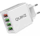 USB Ladegerät, USB Stecker 4 Ports 30W ladeadapter mit QC 3.0 Schnellladegerät Mehrfach USB Netzteil für iPhone 16 Pro 15 14 13 12 11 X, Samsung Galaxy, Xiaomi, Huawei, Netzstecker, Handy Ladestecker