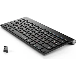 Lacerto Lacerto® | Bilinguale Russisch-Französische Kabellose 2,4 GHz Multimedia AZERTY Tastatur, Clavier sans fil bilingue Français-Russe, Russian-French Wireless Keyboard | BELA-FR568 | Matt Schwarz