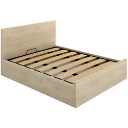 Dmora Doppelbett Piglione, Sommier Bettrahmen inklusive Netz, Bettrahmen Behälter für Matratze von 150cm 190cm, 197x158h95 cm, Eiche