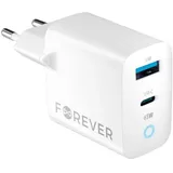 Forever - Weiß Pd, Qc, Schnellladegerät 1x USB Typ A, 1x USB Typ C 65W
