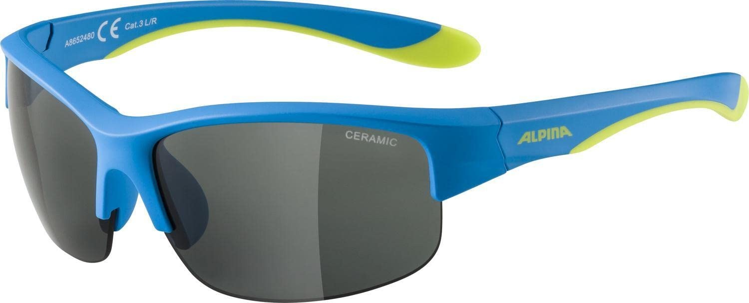 ALPINA FLEXXY YOUTH HR - Flexible und Bruchsichere Sonnenbrille Mit 100% UV-Schutz Für Kinder, blue matt-lime, One Size