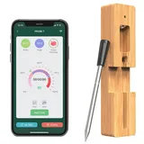 3T6B Kabelloses Smart Fleischthermometer, 150M Drahtlos, Bluetooth Grillthermometer, IPX7, Digital Meat Thermometer für Ofen Grill Küche BBQ Backofen Rotisserie, Perfekter Fleischgenuss via App