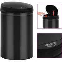 The Living Store Automatischer Sensor-Mülleimer 30 L Kohlenstoffstahl Schwarz - Schwarz