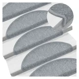 vidaXL 15 Stk. Treppenmatten Hellgrau 65 x 24 x 4 cm