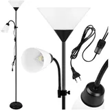 MasterLED Stehleuchte 180 cm Schwarz E27 E14 mit Leselampe - Schwarz