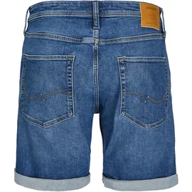 JACK & JONES "JJIORIGINAL mit stylischem Aufschlag und Knopf", Herren, Gr. L, N-Gr, blau denim pack:am 365, Web, Obermaterial: 98% Baumwolle, 2% Elasthan, unifarben, regular fit kniefrei, Hosen Shorts, mit stylischem Aufschlag