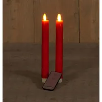 Coen Bakker 2 LED echt Wachs Stabkerzen rot flammenlose Kerze mit Timer und Dimmer und Fernbedienung