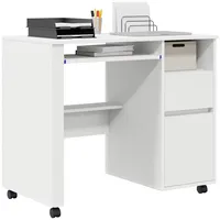 vidaXL Weißer Computertisch mit Schubladen Weiß MDF Spanplatte Standard