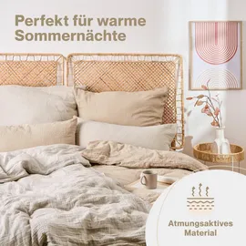 Blumtal Musselin Sommerbettwäsche Taupe Schwarz 200 x 200 cm + 2 x 40 x 80 cm