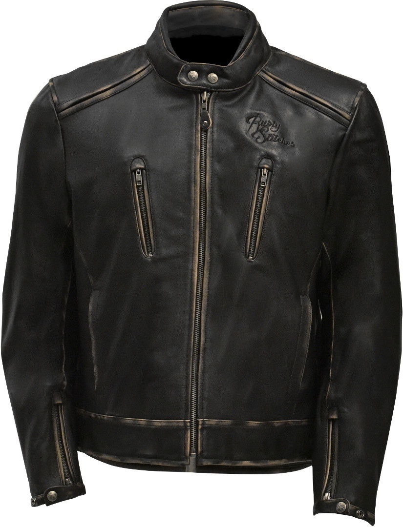 Rusty Stitches Stevie Motorfiets lederen jas, zwart, 4XL
