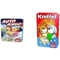 Schmidt Spiele 51434 Auto-Bingo, Bring Mich mit Spiel in der Metalldose, bunt & 51245 Kniffel Kids BMM Metalldose