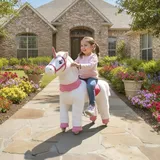 aiyaplay Reitpferd auf Rollen Spielpferd zum Reiten mit Einhorn-Design Weiß