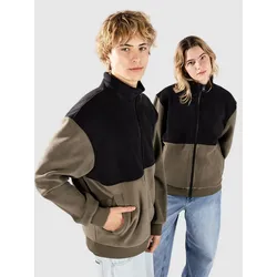 Urban Classics Colour Block Polar Fleece Fleecejacke black / olive Gr. S