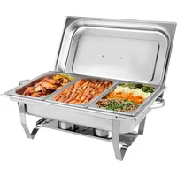 MEHOOSPVN Mahlzeit Chafing Dish, Edelstahl Warmhaltebehälter, Speisenwärmer, Wärmebehälter, Rechaud für Catering, Buffet und Party Chafing Dish Edelstahl, 9L Buffet-Set Warmhaltebehälter Speisewärmer