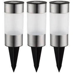 3er Set Solar-Steckleuchte, Edelstahl, H 23,5 cm