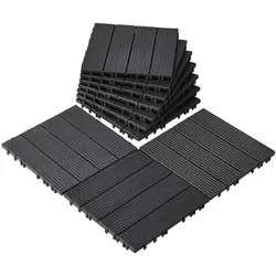VEVOR 10x Terrassenfliesen Klickfliese Balkonfliesen Fliesen 30x30cm Dunkelgrau