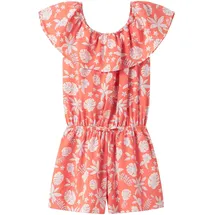 NAME IT Mädchen Nkfvinaya Ss Playsuit Fffff Noos, Fusion Coral, 164 cm