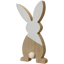 Decoris Dekofigur Osterhase 29,5cm Holz Dekohase Holzfigur Osterdeko Tischdeko Ostern Frühlingsdeko Holzdeko Osterschmuck Hase Figur Natur Weiß