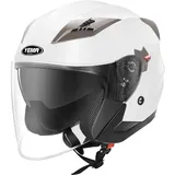 Jethelme Rollerhelm Sturzhelm Chopper Helm - YEMA YM-627 Motorradhelm ECE mit Doppelvisier Sonnenblende für Damen Herren Erwachsene (Weiß, XL)