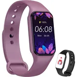 IOWODO Smartwatch Damen Herren Oximeter Herzfrequenz Schlaf Schrittzähler Smartwatch mit Benachrichtigung, SpO2, Wasserdicht IP68 für Android IOS (Purple)