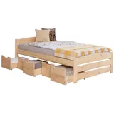 Ticaa Bettgestell Stauraumbett Seniorenbett „Loni“, Funktionsbett braun