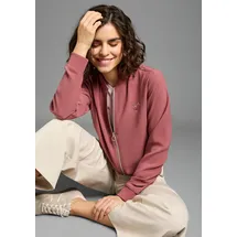 LAURA SCOTT LAURA SCOTT, Damen, Gr. 40, bordeaux, Web, Obermaterial: 98% Polyester, 2% Elasthan. Bündchen: 95% Polyester, 5% Elasthan, bedruckt, metallic, unifarben, normal, Bündchen, Jacken Blouson, mit Herz Druck-Applikationen, leichte Übergangsjacken