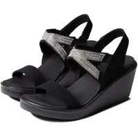 SKECHERS Damen Rumble ON Chart Topper Slingback Sandalen, Black Mitobuck/Metal/Clear Rhinestone, 41 EU