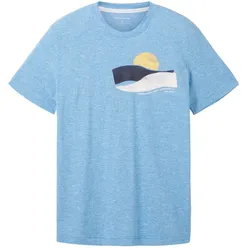 Tom Tailor T-Shirt Gestreiftes Kurzarmshirt mit Rundhalsausschnitt und Foto-Print