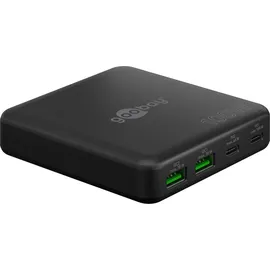 goobay USB-C PD GaN Multiport-Tischladegerät (100 W) schwarz (100 W), USB Ladegerät, Schwarz