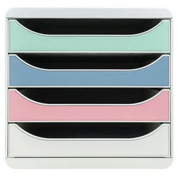 Exacompta 310303D Schubladenbox BIG BOX, 4 Schubladen, AutentiK - Farben sortiert