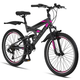 Licorne Bike Strong V Premium Mountainbike in 24 und 26 Zoll - Fahrrad für Jungen, Mädchen, Damen und Herren - Shimano 21 Gang-Schaltung - Vollfe...