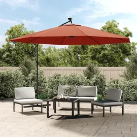 vidaXL Ampelschirm mit LED-Beleuchtung Stahl-Mast Terrakotta 350 cm - Braun