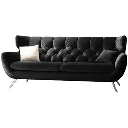 KAWOLA Sofa CHARME 3-Sitzer Velvet schwarz