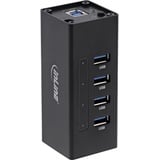 InLine USB 3.0 Hub 4 Port, Aluminiumgehäuse, schwarz, mit 2,5A Netzteil