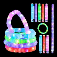 Relaxdays Leuchtstäbe, 15 LED Knicklichter, 3 Effekte, ausziehbare Blinkstäbe