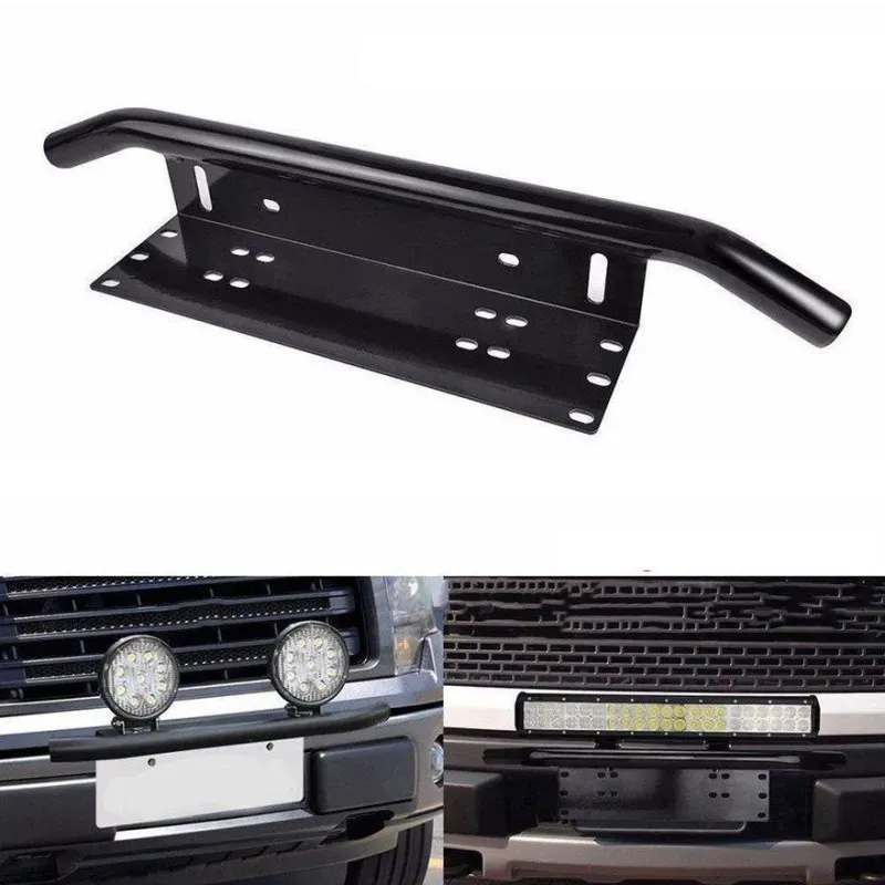 Nummernschild-Halter für Rollbar, Halterung für LED-Bar/Halogenleuchten, universell, Bullbar
