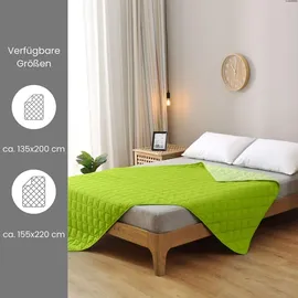 Wometo 2 Stück Microfaser Sommer Steppbett 155x220 – grün und hellgrün / OEKO-TEX / kochfest 95° / Leichtsteppbett für heiße Tage / ohne Bezug verwendbar