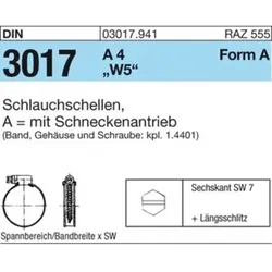 Rohrschelle Schlauchschelle DIN 3017 W5 Edelstahl A4 ø20-32 x 9mm