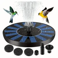 Realb2b Gartenbrunnen, 16 cm Breite, (Solar Gartenbrunnen Set schwimmend mit Pumpe und dekorativen Sprühaufsätzen, Schwimmender Solarbrunnen mit Pumpe Sprühaufsätzen für Teich Garten), Kabellos, läuft nur mit Sonnenlicht Solar Springbrunnen schwarz