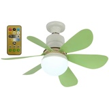 BomKra Deckenleuchte mit Ventilator und Fernbedienung,30W Deckenventilator mit Beleuchtung,3 Geschwindigkeiten,3 Modi Dimmbar,Timer,LED Deckenventilator mit Lampe für Schlafzimmer (Grün)