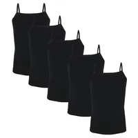 TupTam Mädchen Unterhemd Spaghettiträger Top 5er Pack schwarz 122-128