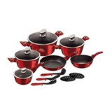 Berlinger Haus Metallic Line Topf-Set 11-tlg. 4 x Kochtopf + 2 x Bratpfanne + 3 x Küchenutensilien + 2 x Untersetzer burgundy