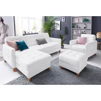 exxpo - sofa fashion "Elio, kompakt, bequem & zeitloses Design, Breite 217cm, L-Form", weiß (alpine weiß), B:217cm H:84cm T:157cm, Luxus-Kunstleder;NaturLEDER (echtes Rindsleder) in Sitz und Rücken.