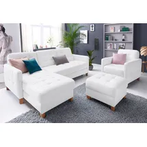 exxpo - sofa fashion "Elio, kompakt, bequem & zeitloses Design, Breite 217cm, L-Form", weiß (alpine weiß), B:217cm H:84cm T:157cm, Luxus-Kunstleder;NaturLEDER (echtes Rindsleder) in Sitz und Rücken.