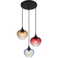 GLOBO Pendelleuchte Hängelampe Deckenleuchte Esszimmerleuchte Glas 3-Flammig
