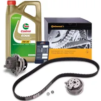 1x Original CONTITECH Zahnriemensatz inkl. Wasserpumpe + 5 L CASTROL EDGE TITANIUM FST 5W-30 LL